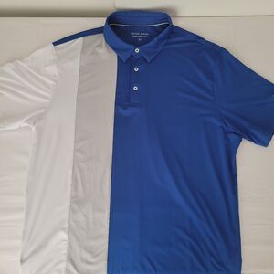 Michel Rouen Blue White Performance Polo Shirt Short Sleeve Golf XXL